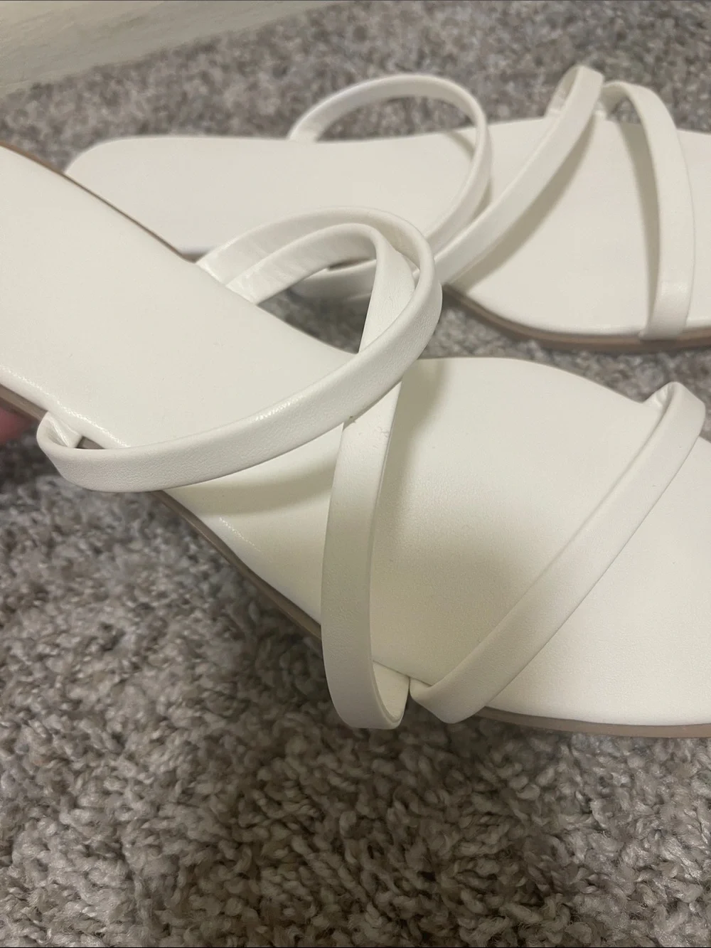 Amazon White Minimalist Strappy Slide Sandals